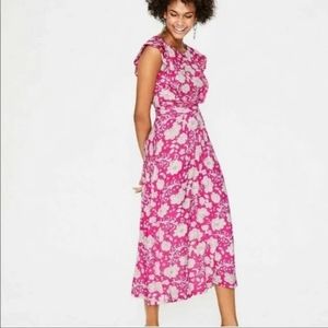 Boden Pink Ruffle Jersey Knit Maxi Dress Women's 12